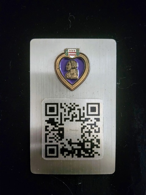 Purple Heart donation iTomb plaque with QR code